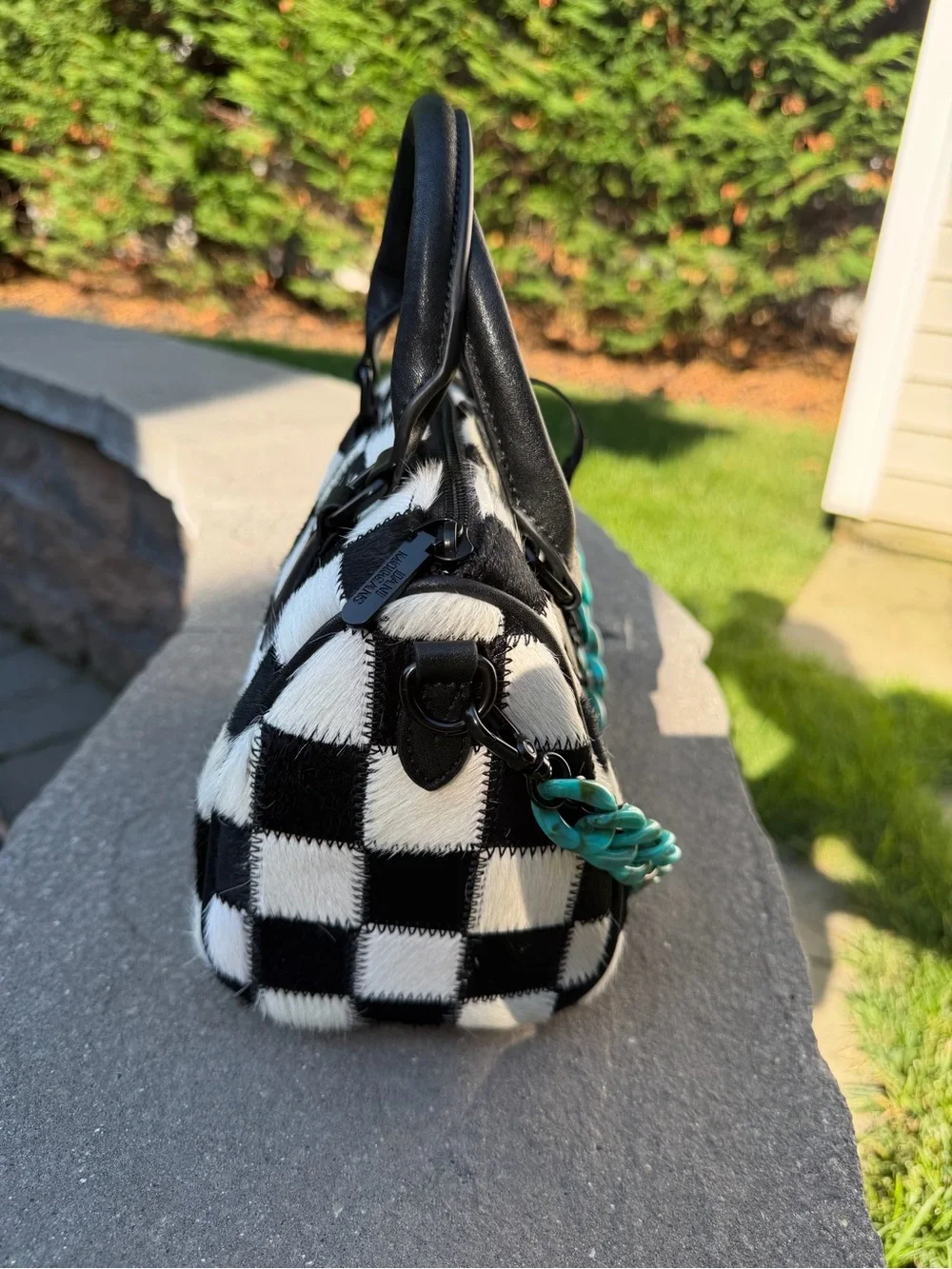 Dani Morgans Exclusive Checkered Cowhide Small Speedy Bag - Picture 5 of 17